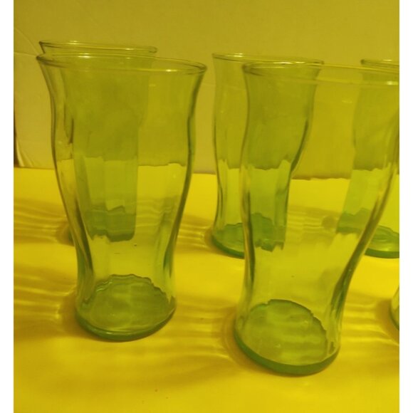Vintage Vaseline Uranium Green Glass Tumblers set of 6 Libbey - Picture 5 of 11